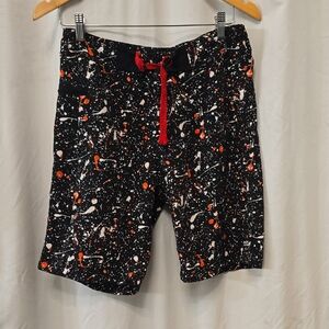 Shadow Black Splatter Shorts with Red Drawcord